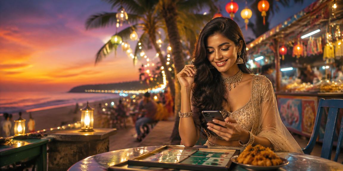 Players enjoying Andar Bahar at a beach casino in Goa