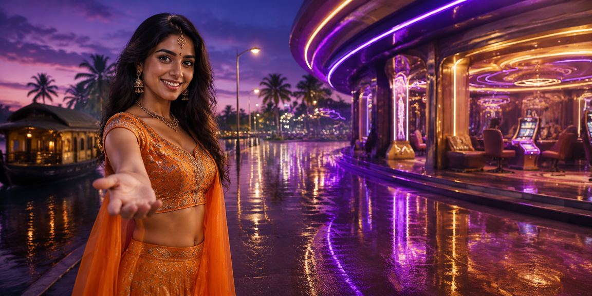 Neon themed slot machines reflecting Kerala backwaters atmosphere